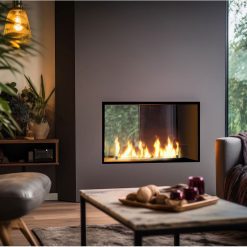 Foto de ambiente de la chimenea encastrable de bioetanol de Infire SLIM 2 Side 800