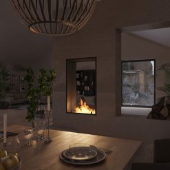 Foto de ambiente de la chimenea encastrable de bioetanol de Infire VERT 2Side 1000 SLIM