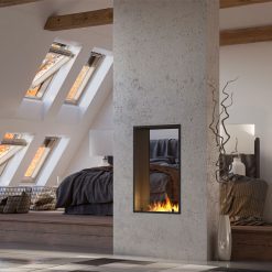 Foto de ambiente de la chimenea encastrable de bioetanol de Infire VERT 2Side 1000 SLIM