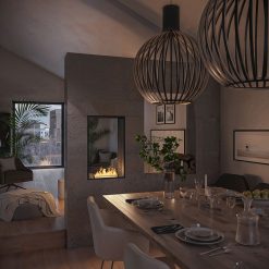 Foto de ambiente de la chimenea encastrable de bioetanol de Infire VERT 2Side 1000 SLIM