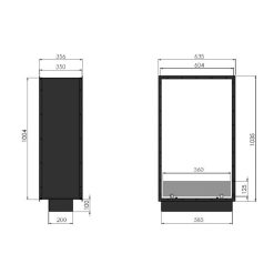 Medidas chimenea encastrable de bioetanol de Infire VERT 2Side 1000 SLIM