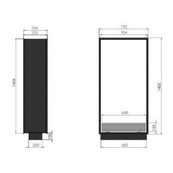 Medidas chimenea encastrable de bioetanol de Infire VERT 2Side 1400 SLIM