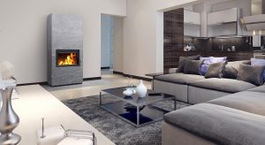 Foto de ambiente de la estufa Pielinen Henka 18 con acabado Classic