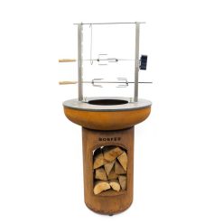 Set Asador de Bonfeu con motor giratorio, sobre BonBiza Open