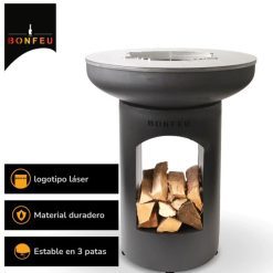 Pebetero barbacoa BonBiza color negro con plancha de Bonfeu