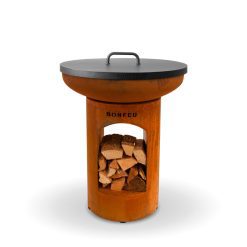Pebetero barbacoa BonBiza acero corten con tapa de Bonfeu