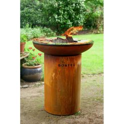 Pebetero-Barbacoa BonBiza de Bonfeu acero corten, foto de ambiente