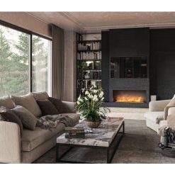 Foto de ambiente de la chimenea de vapor de agua Invapo Inside 1200, encastrable