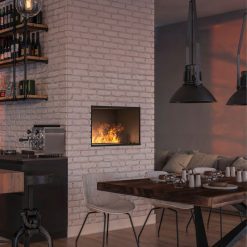 Foto de ambiente de la chimenea de vapor de agua Invapo Inside 800, encastrable