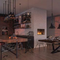 Foto de ambiente de la chimenea de vapor de agua Invapo Inside 800, encastrable