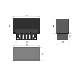 Medidas de la chimenea de vapor de agua Invapo Inside 800, encastrable