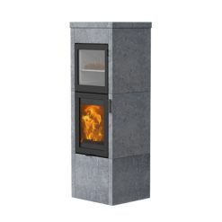 Estufa Exenta Lotus QM40 con horno en piedra esteatita gris