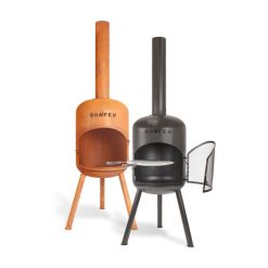 Chimeneas de exterior BonBono, negra y corten, de Bonfeu.