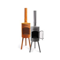 Chimeneas de exterior BonGiano SP negra y corten de Bonfeu
