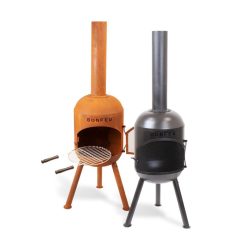 Chimeneas de exterior BonSolo, negra y corten, de Bonfeu.