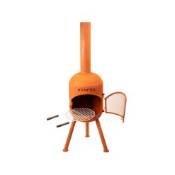 Chimenea de exterior BonSolo corten de Bonfeu con parilla.