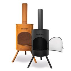 Estufas de exterior BonTon 40 negra y corten de Bonfeu.