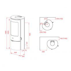 Esquemas de la estufa de leña Prestige Basic de Lotus