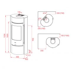Esquemas de la estufa de inercia de leña Prestige MST de Lotus