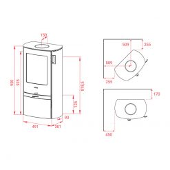 Esquemas de la estufa de leña Jubilee 20 de Lotus.