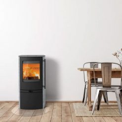 Estufa de leña Jubilee 20 S de Lotus forrada en piedra esteatita