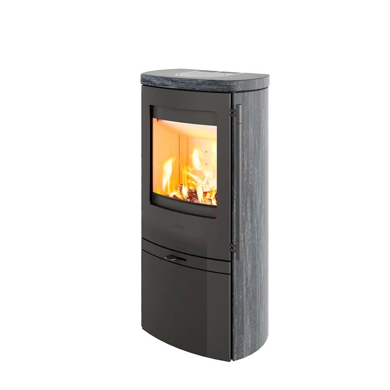Estufa de leña Jubilee 20 S de Lotus forrada en piedra esteatita Indian Night