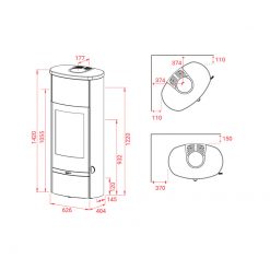 Esquemas de la estufa de leña Jubilee 25 M de Lotus.