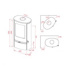 Esquemas de la estufa de leña Jubilee 25 S de Lotus.