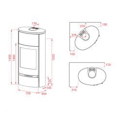 Esquemas de la estufa de leña Jubilee 35 M de Lotus.
