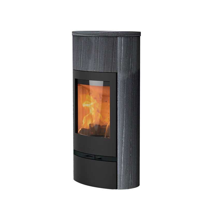 Estufa de leña Jubilee 35 M de Lotus forrada en piedra esteatita Indian Night