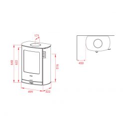 Esquemas de la estufa de leña Jubilee Wall de Lotus.