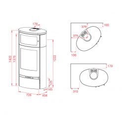 Esquemas de la estufa de leña con horno Jubilee 35 S de Lotus