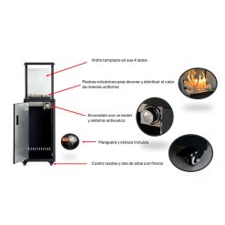 Características de la Estufa de gas KAUAI para exterior de Nora Flames